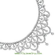 14K White Gold Diamond Wide Lacy Necklace