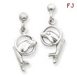 14K White Gold Dolphin Dangle Earrings