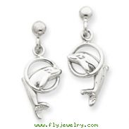 14K White Gold Dolphin Dangle Earrings