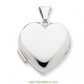 14k White Gold Domed Heart Locket