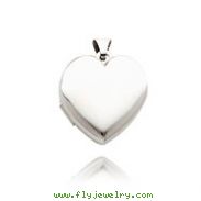 14K White Gold Domed Polished Heart-Shaped Locket