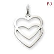 14K White Gold Double Heart Charm