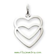 14K White Gold Double Heart Charm