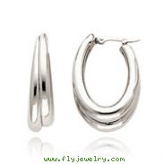 14K White Gold Double Oval Hoop Earrings