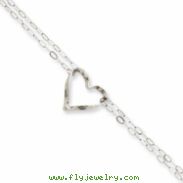 14k White Gold Double Strand Heart Anklet