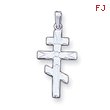 14K White Gold Eastern Orthodox Cross Pendant