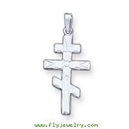 14K White Gold Eastern Orthodox Cross Pendant