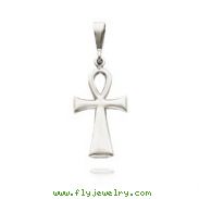 14K White Gold Egyptian Ankh Cross Pendant