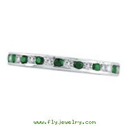 14K White Gold Emerald & .50ct Diamond Channel Set Eternity Band