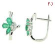 14K White Gold Emerald & Diamond Earrings