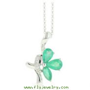 14K White Gold Emerald & Diamond Necklace