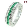 14K White Gold Emerald & Diamond Ring