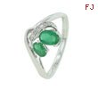 14K White Gold Emerald & Diamond Ring