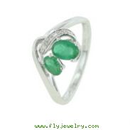 14K White Gold Emerald & Diamond Ring