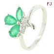 14K White Gold Emerald & Diamond Ring