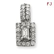 14K White Gold Emerald Cut Diamond Pendant