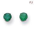 14K White Gold Emerald Stud Earrings