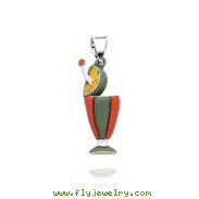 14K White Gold Enameled Tropical Drink Pendant