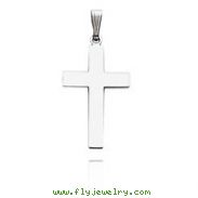 14K White Gold Engraveable Polished Cross Pendant