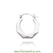 14K White Gold Faceted Hoop Earrings