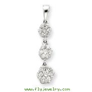 14K White Gold Fancy 3-Stone Diamond Pendant