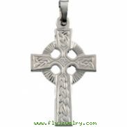 14K White Gold Fancy Celtic Cross Pendant