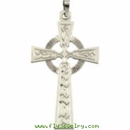 14K White Gold Fancy Celtic Cross Pendant