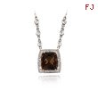 14K White Gold Fancy Smoky Quartz & Round Diamond Necklace