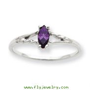 14K White Gold February Amethyst Birthstone Ring