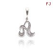 14K White Gold Filigree Initial 