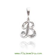 14K White Gold Filigree Initial "B" Pendant