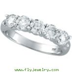 14K White Gold Five 5 Stone 1.5ct Diamond Ring SI1-SI2 G-H
