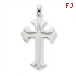 14k White Gold Fleur de lis Cross Pendant