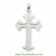 14k White Gold Fleur de lis Cross Pendant