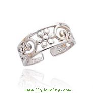 14K White Gold Floral Toe Ring