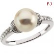 14K White Gold Freshwater Cultured Pearl And Diamond Ring