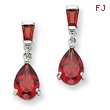 14K White Gold Garnet Dangle Post Earrings