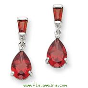 14K White Gold Garnet Dangle Post Earrings