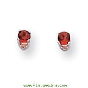 14K White Gold Garnet Stud Earrings