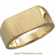 14K White Gold Gents Signet Ring With Brush Finished Top