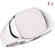 14K White Gold Gents Signet Ring With Brush Finished Top