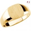 14K White Gold Gents Solid Signet Ring With Brush Finished Top