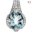 14K White Gold Genuine Aquamarine And Diamond Pendant  Diamond quality AA (I1 clarity G-I color)