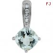 14K White Gold Genuine Aquamarine And Diamond Pendant