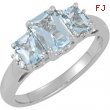 14K White Gold Genuine Aquamarine And Diamond Ring