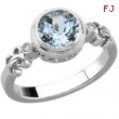 14K White Gold Genuine Aquamaring And Gh I1 Diamond Ring