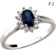 14K White Gold Genuine Blue Sapphire And Diamond Ring