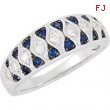 14K White Gold Genuine Blue Sapphire And Diamond Ring