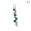 14K White Gold Genuine Emerald And Diamond Necklace