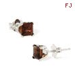 14K White Gold Genuine Garnet Princess Cut 4mm Studs